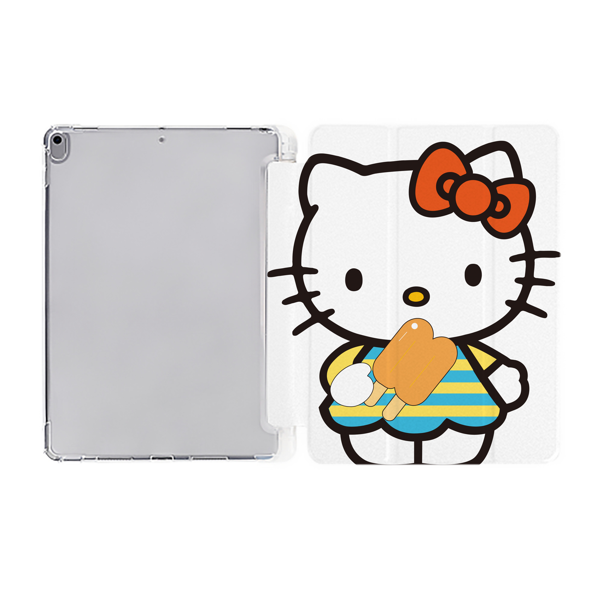 （画像用） Hello Kitty ハローキティ IPad ケース ペン収納付き 三つ折りスタンド PUレザー×シリコン 対応機種9.5/10.5/10.9インチ